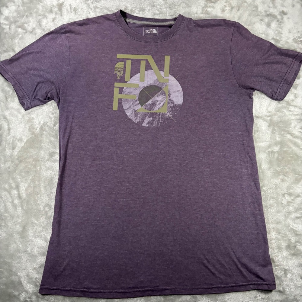 The North Face Mens Purple Graphic Mountain T-Shirt Classic Fit Medium Heathered